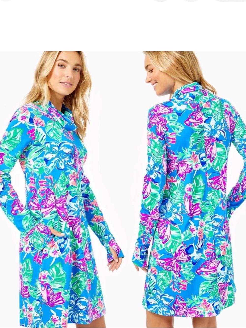 Lilly Pulitzer UPF 50+ ChillyLilly Lilshield Dress Pundy Blue Isle Be Back Large